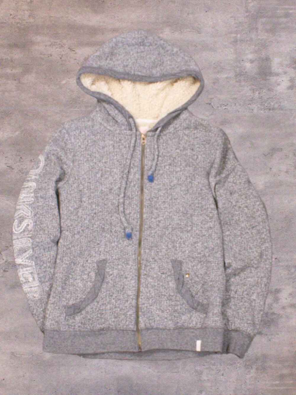 00's Quiksilver Heather Grey Sherpa Lined Zip Surf Skate Y2K Hoodie